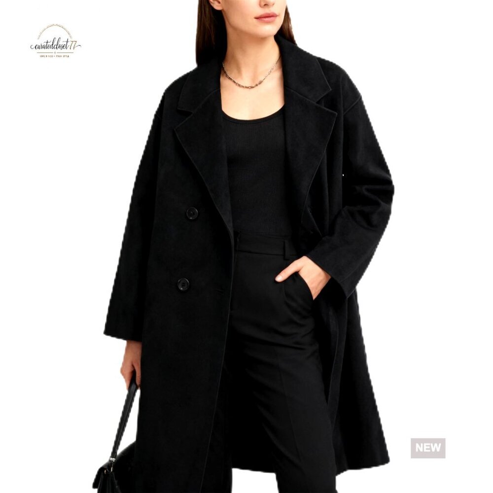 Classic Wool Pea Coat Double Breasted Trench Coat Elegant Winter Outerwear